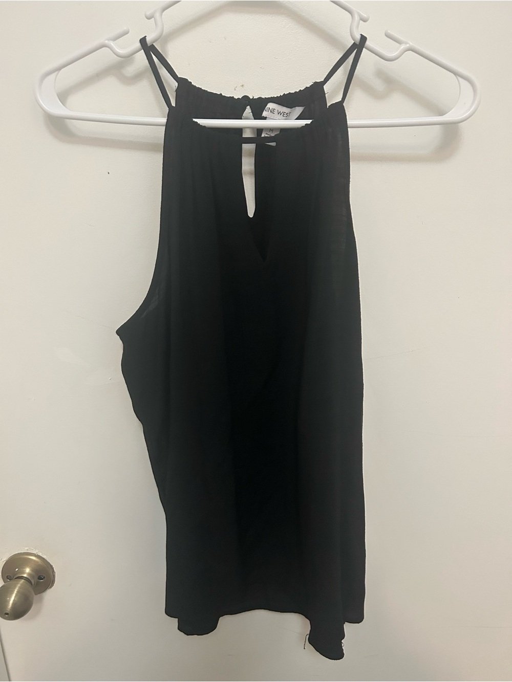Nine West Black Sleeveless Halter Top with Keyhole